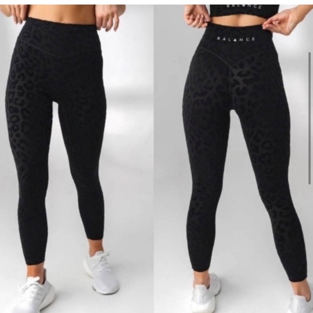 Balance/Vitality Kingdom Lux Black Leopard Print Legg… Gem